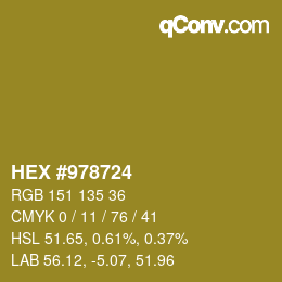 カラーコード: HEX #978724 | qconv.com