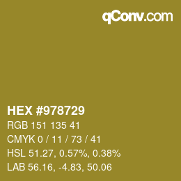 カラーコード: HEX #978729 | qconv.com
