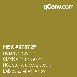 Color code: HEX #97872F | qconv.com