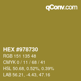 Color code: HEX #978730 | qconv.com
