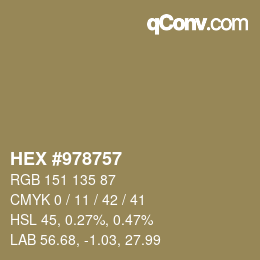 カラーコード: HEX #978757 | qconv.com
