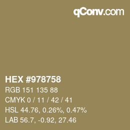 カラーコード: HEX #978758 | qconv.com
