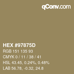 カラーコード: HEX #97875D | qconv.com