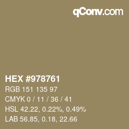 颜色代码: HEX #978761 | qconv.com
