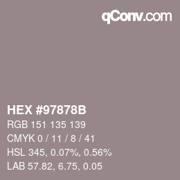 Color code: HEX #97878B | qconv.com