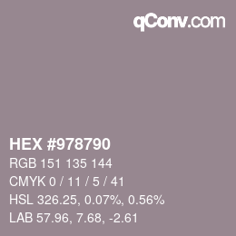颜色代码: HEX #978790 | qconv.com