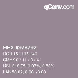 颜色代码: HEX #978792 | qconv.com