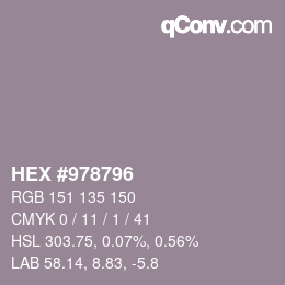 カラーコード: HEX #978796 | qconv.com