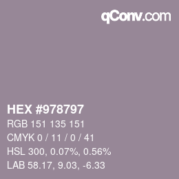 颜色代码: HEX #978797 | qconv.com