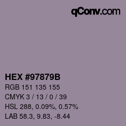 Color code: HEX #97879B | qconv.com