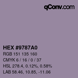 Color code: HEX #9787A0 | qconv.com