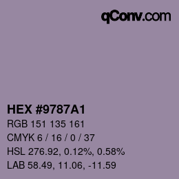 Color code: HEX #9787A1 | qconv.com