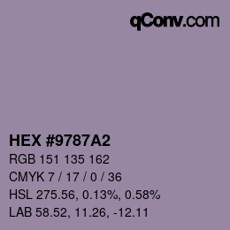 颜色代码: HEX #9787A2 | qconv.com