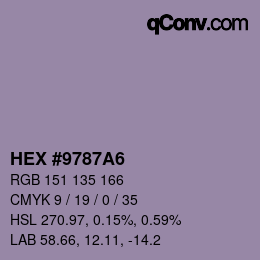 カラーコード: HEX #9787A6 | qconv.com