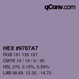 颜色代码: HEX #9787A7 | qconv.com