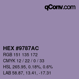 颜色代码: HEX #9787AC | qconv.com