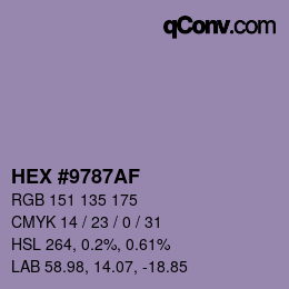 カラーコード: HEX #9787AF | qconv.com