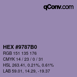 Color code: HEX #9787B0 | qconv.com
