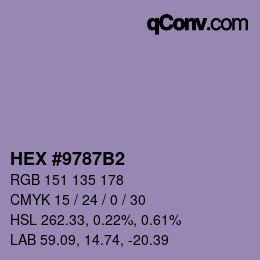 Color code: HEX #9787B2 | qconv.com