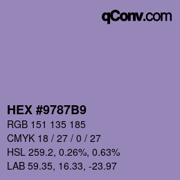 カラーコード: HEX #9787B9 | qconv.com
