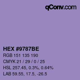 カラーコード: HEX #9787BE | qconv.com