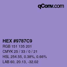 颜色代码: HEX #9787C9 | qconv.com
