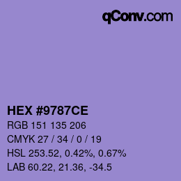 カラーコード: HEX #9787CE | qconv.com