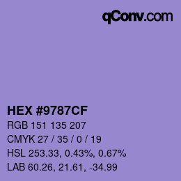 カラーコード: HEX #9787CF | qconv.com