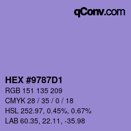 颜色代码: HEX #9787D1 | qconv.com