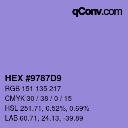 カラーコード: HEX #9787D9 | qconv.com