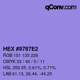 Color code: HEX #9787E2 | qconv.com