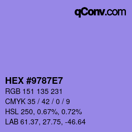 Color code: HEX #9787E7 | qconv.com