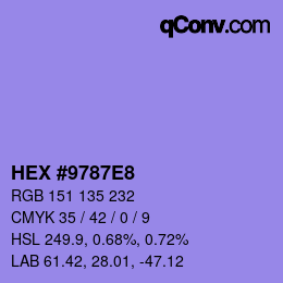 颜色代码: HEX #9787E8 | qconv.com