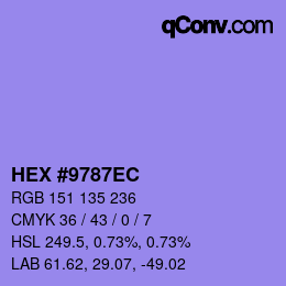 カラーコード: HEX #9787EC | qconv.com