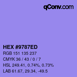 カラーコード: HEX #9787ED | qconv.com