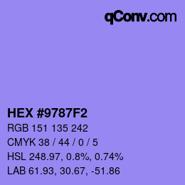 Color code: HEX #9787F2 | qconv.com