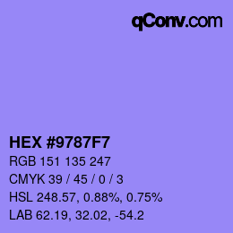 颜色代码: HEX #9787F7 | qconv.com