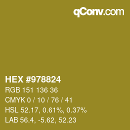 カラーコード: HEX #978824 | qconv.com