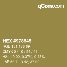 Color code: HEX #978845 | qconv.com
