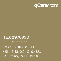 Color code: HEX #97885D | qconv.com