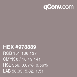 Color code: HEX #978889 | qconv.com