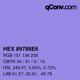 Color code: HEX #9788E6 | qconv.com