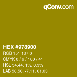 カラーコード: HEX #978900 | qconv.com