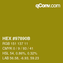 カラーコード: HEX #97890B | qconv.com