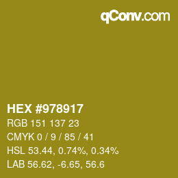 颜色代码: HEX #978917 | qconv.com
