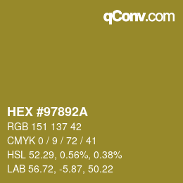 カラーコード: HEX #97892A | qconv.com