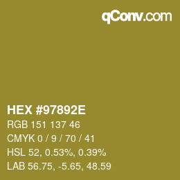 Color code: HEX #97892E | qconv.com