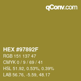 颜色代码: HEX #97892F | qconv.com