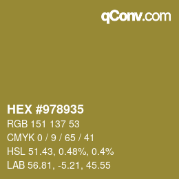 颜色代码: HEX #978935 | qconv.com