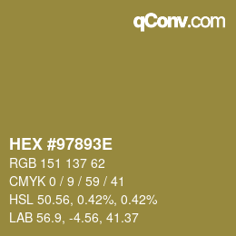颜色代码: HEX #97893E | qconv.com